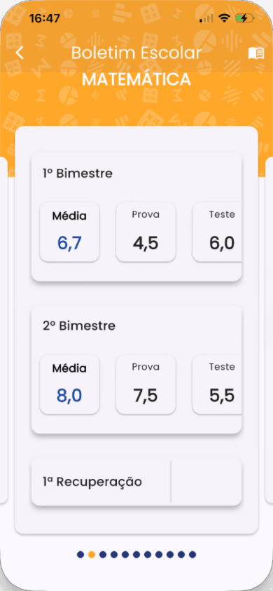 App Minha Escola — boletim do aluno